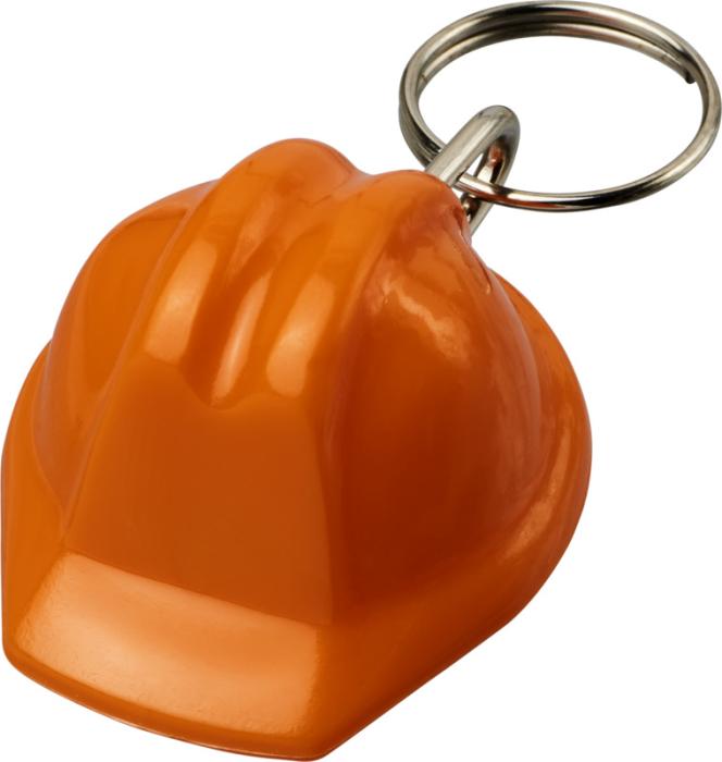 Hard hat-shaped recycled keychain