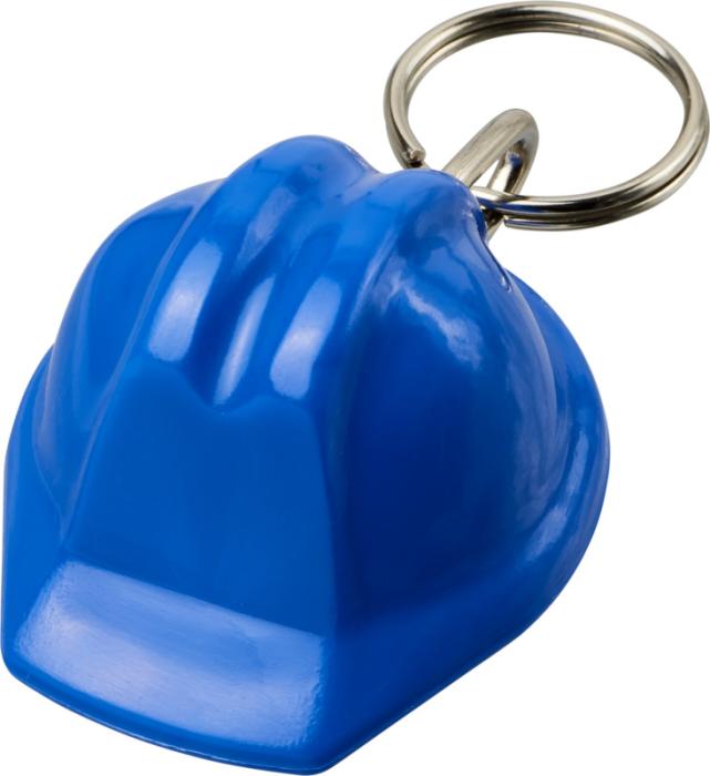 Hard hat-shaped recycled keychain
