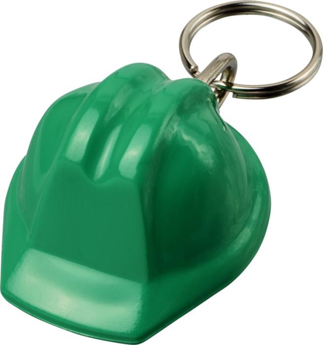 Hard hat-shaped recycled keychain