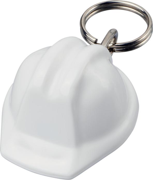 Hard hat-shaped recycled keychain