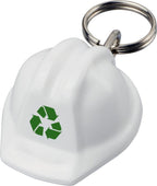 Hard hat-shaped recycled keychain