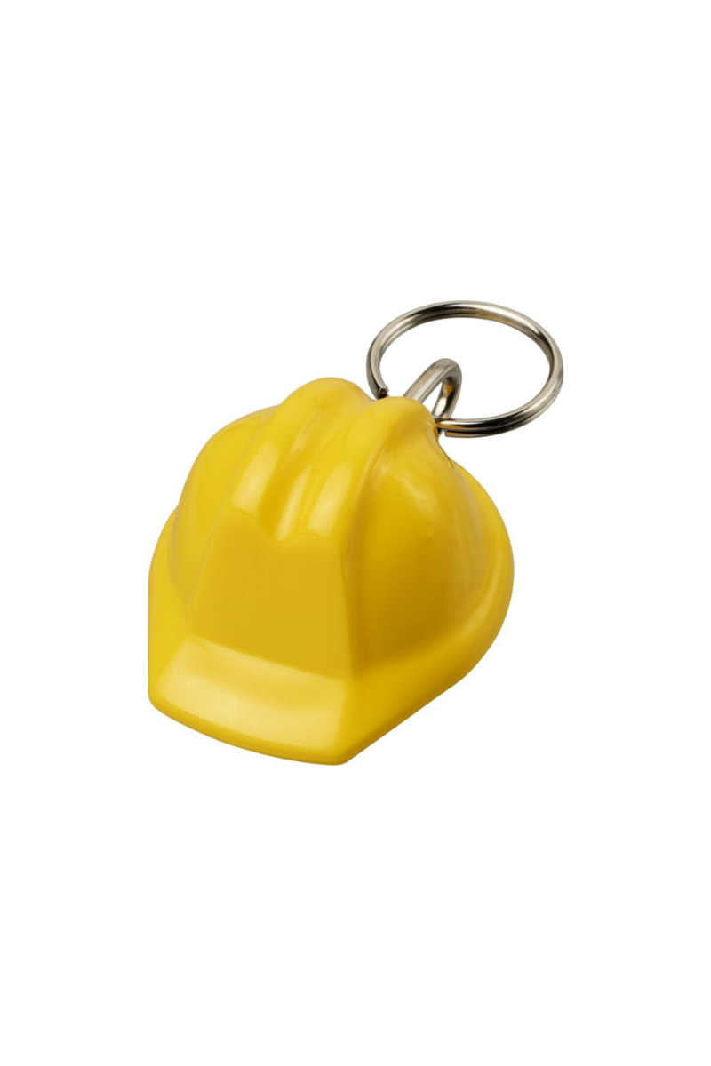 Hard hat-shaped recycled keychain